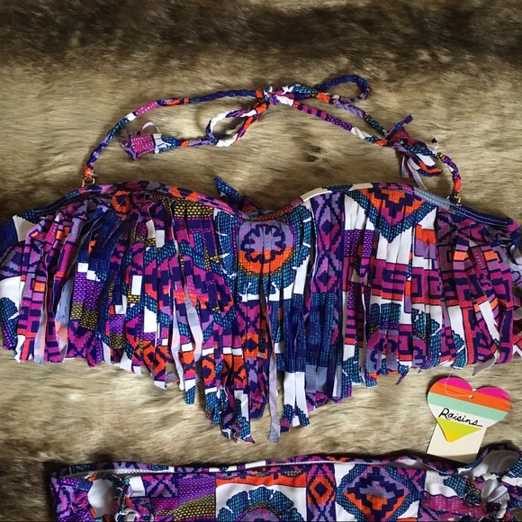 🛍 Raisins Fringe Festival Bikini, Size Large, NWT - Picture 2 of 7